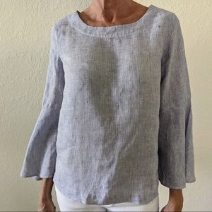 Linen bell sleeve top